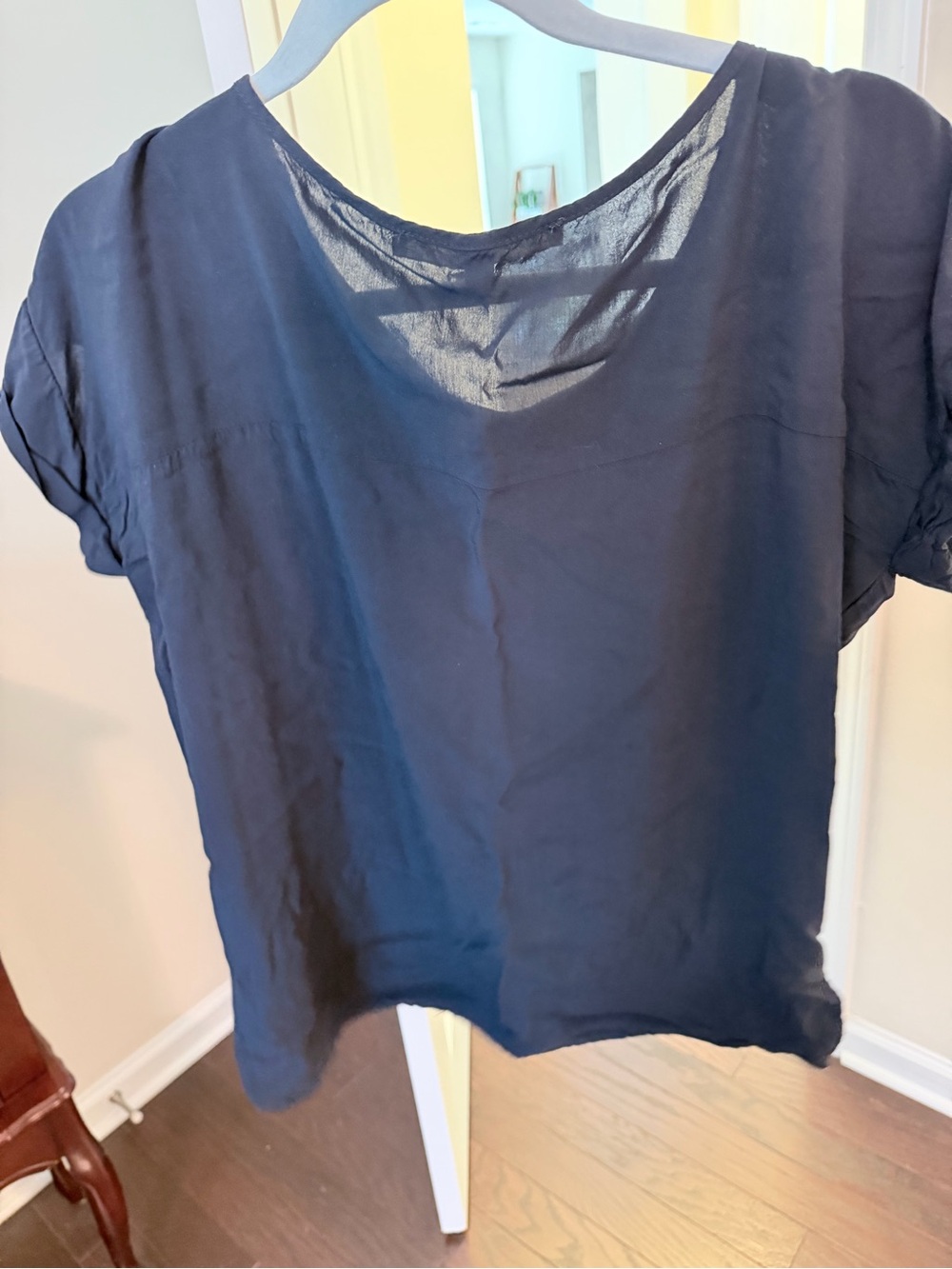 Max Studio Navy Short-Sleeve Scoop Neck Blouse
